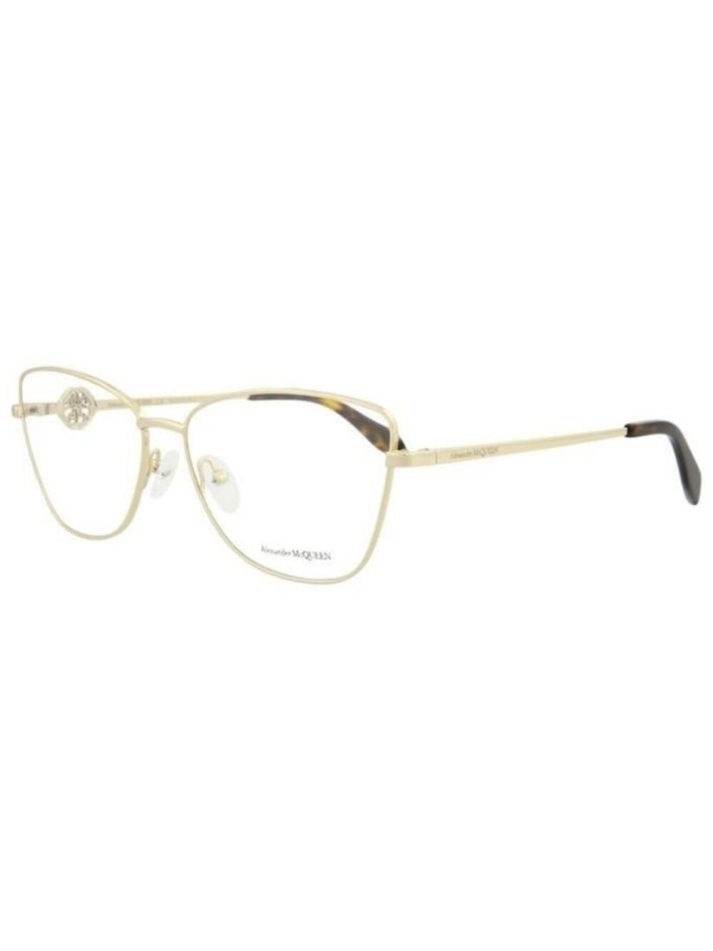 New Alexander McQueen Womens Cat Eye Gold Gold Transparent Fashion Designer Eyeg